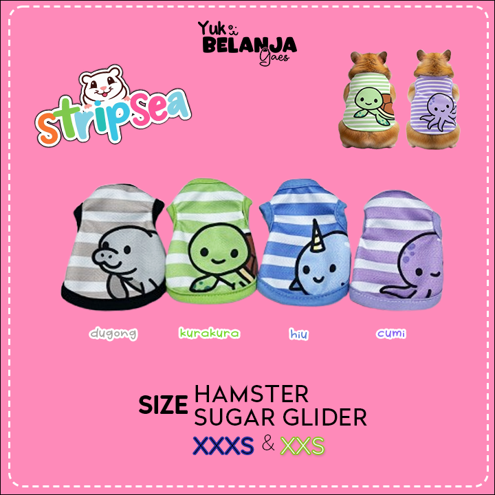 Baju Sugar Glider / Hamster Kaos StripSea Tank size XXS dan XXXS!