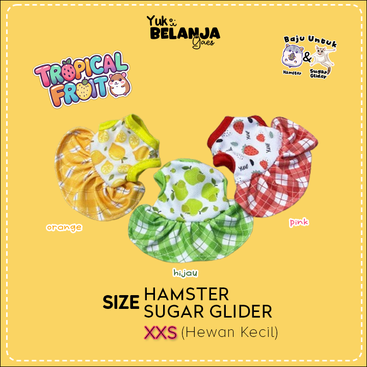 Baju Sugar Glider / Hamster Dress Tropical Fruit untuk Hewan Kecil size XXS!