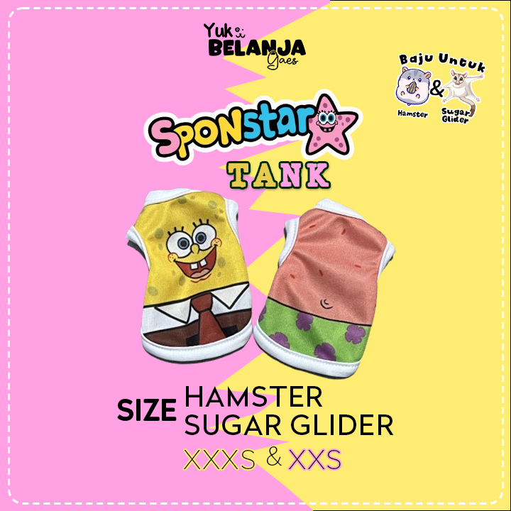 Baju Sugar Glider / Hamster Sponstar Tank / bahan nyaman size XXS & XXXS!