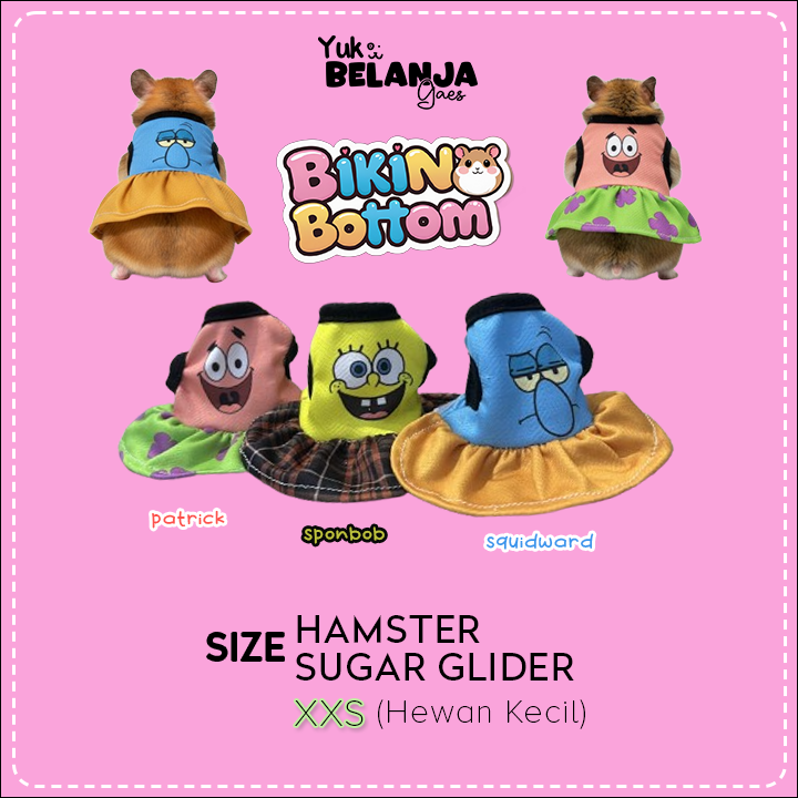 Baju Sugar Glider / Hamster Dress Sponbob Bikini Bottom Untuk Hewan Kecil size XXS dan XXXS!