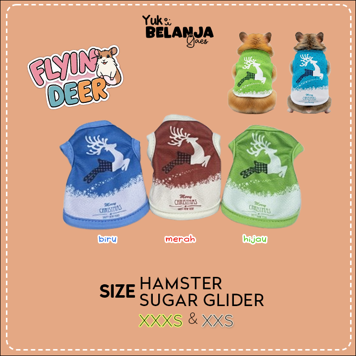 Baju Sugar Glider / Hamster Kaos Flying Deer Tank size XXS dan XXXS!