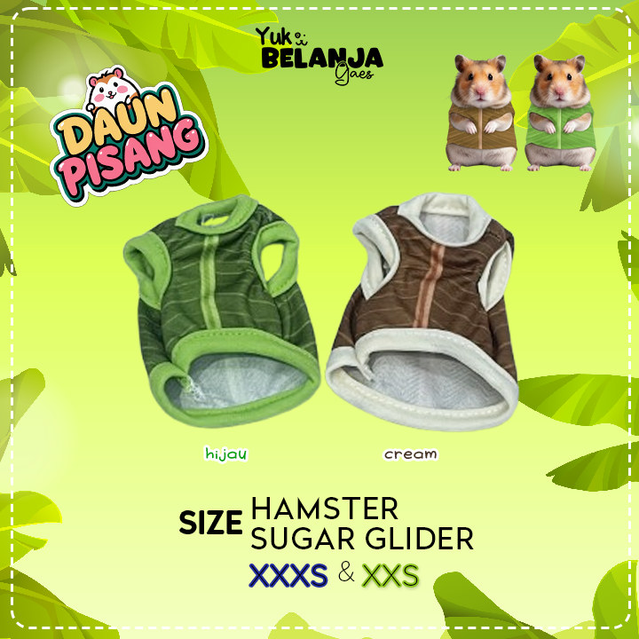 Baju Sugar Glider / Hamster Kaos Daun Pisang Tank size XXS dan XXXS!