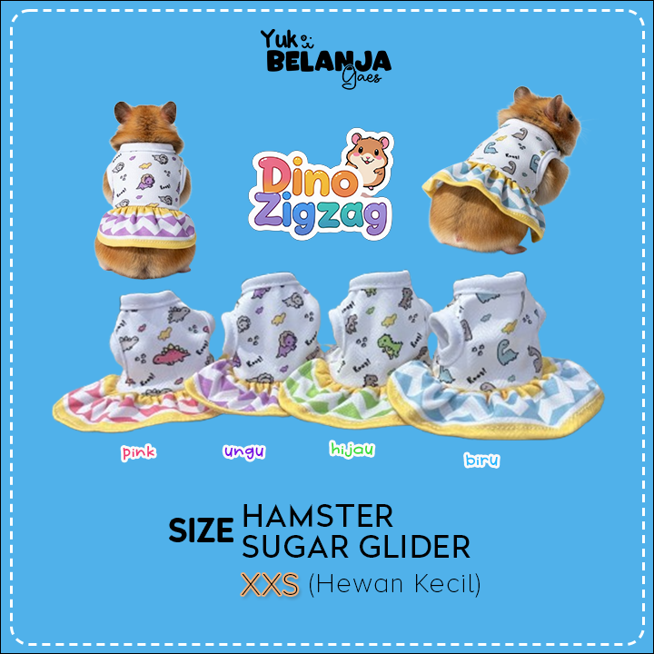 Baju Sugar Glider / Hamster Dress Dino ZigZag Untuk Hewan Kecil size XXS!
