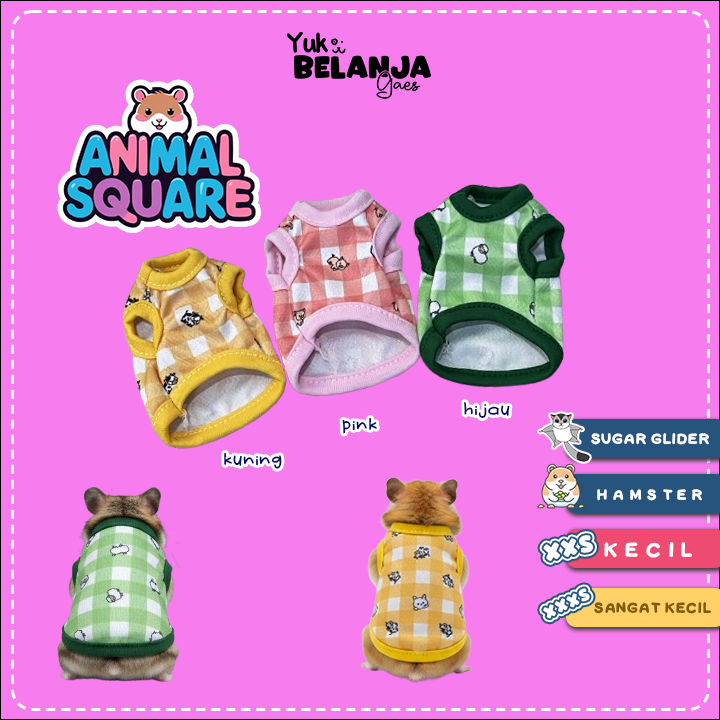 Baju Sugar Glider / Hamster Animal Square Tank size XXS dan XXXS!