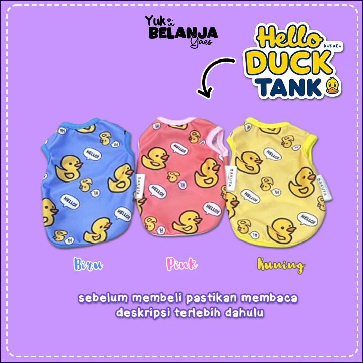 Baju Kucing Poliester Hello Duck TANK Series / Baju Kucing Lucu Nyaman Terlaris!