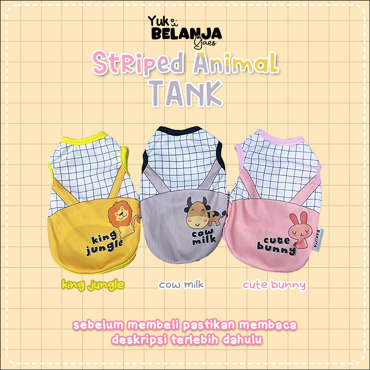 Baju Kucing Bahan Poliester Striped Animal Tank Series / Baju Kucing Lucu Nyaman Terlaris!