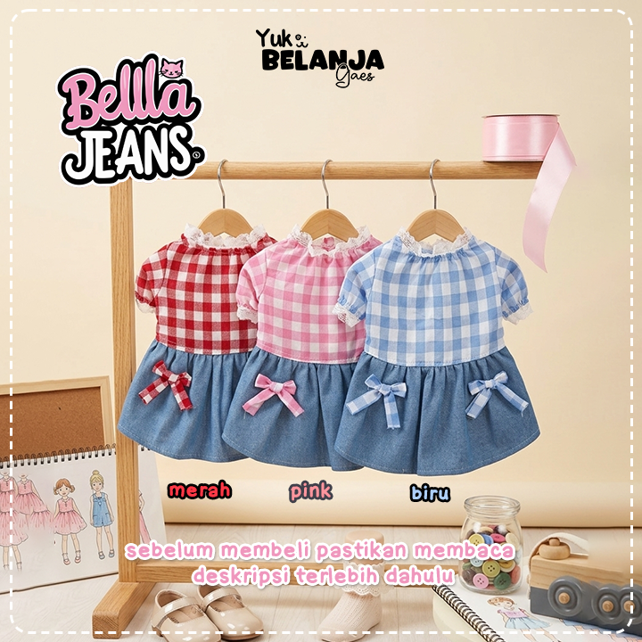 Baju Kucing Bahan Katun Dress Bella Jeans Series / Baju Kucing Lucu Nyaman Terlaris!