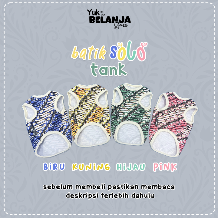 Baju Kucing Bahan Poliester Batik Solo Tank Series / Baju Kucing Lucu Nyaman Terlaris!