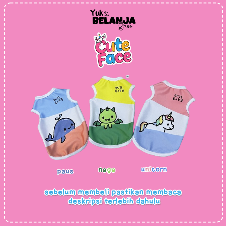 Baju Kucing Bahan Poliester Kaos Cute Face Tank / Baju Kucing Lucu Nyaman Terlaris!