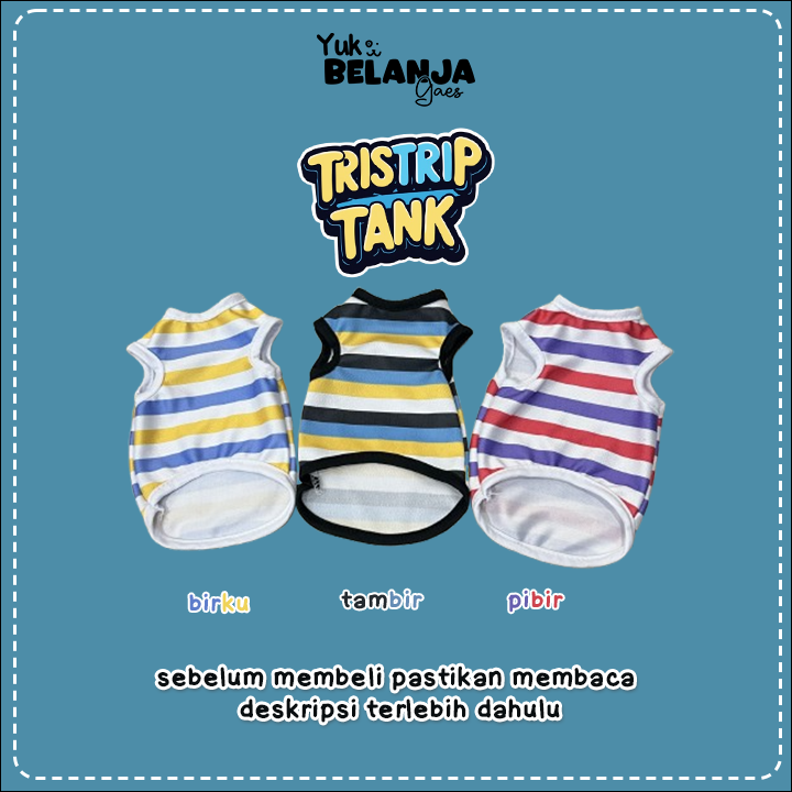 Baju Kucing Bahan Poliester Kaos Tristrip Tank / Baju Kucing Lucu Nyaman Terlaris!