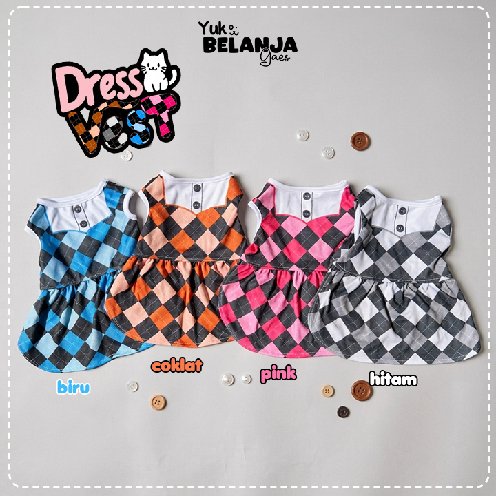 Baju Kucing Bahan Poliester Dress Vest Tank Series / Baju Kucing Lucu Nyaman Terlaris!